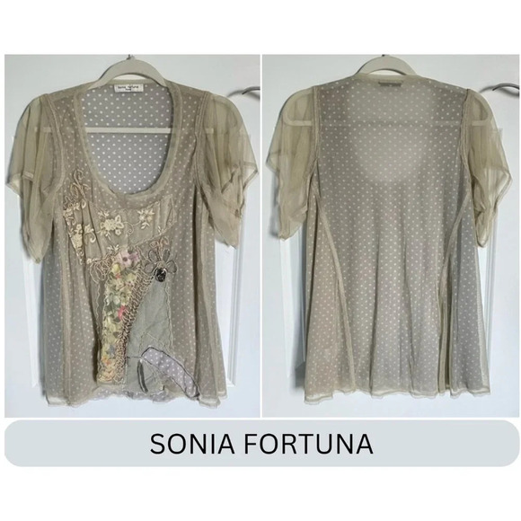 Sonia Fortuna Tops - Sonia Fortuna Embroidered Power Net Blouse Top 29785